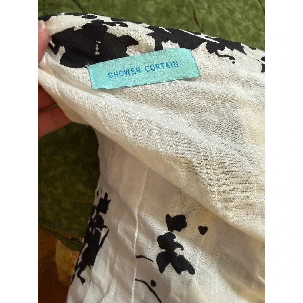 NWT Anthropologie Bird Ruffle Shower Curtain Ivory Black Yellow Botanical NWT